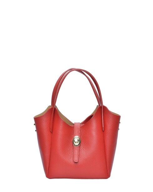 SS26 IR 180T rode leren draagtas - 14x16x10 cm