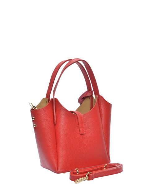 SS26 IR 180T rode leren draagtas - 14x16x10 cm