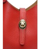 SS26 IR 180T rode leren draagtas - 14x16x10 cm