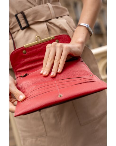 Simone rode leren schoudertas - 20 X 13cm