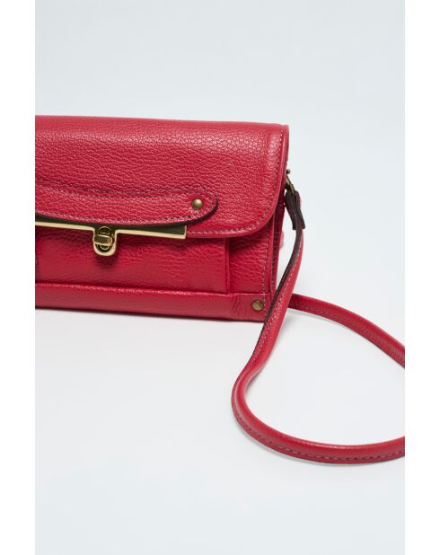 Simone rode leren schoudertas - 20 X 13cm