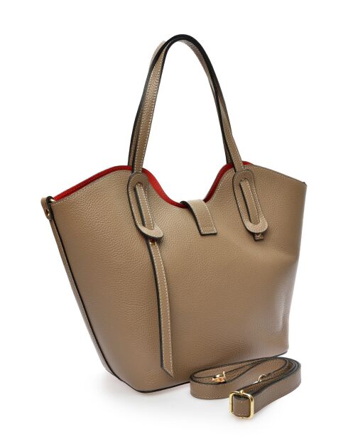 SS26 IR TSBV 31 Schultertasche aus taupefarbenem Leder - 24x29x13 cm