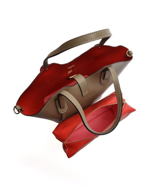 SS26 IR TSBV 31 Schultertasche aus taupefarbenem Leder - 24x29x13 cm