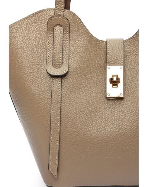 SS26 IR TSBV 31 Schultertasche aus taupefarbenem Leder - 24x29x13 cm