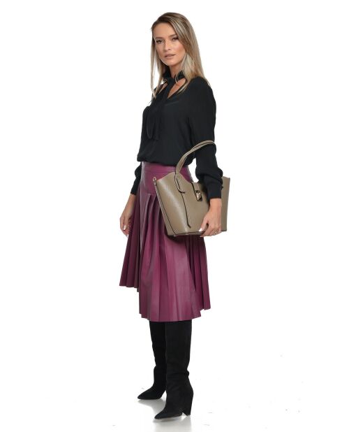 SS26 IR TSBV 31 Schultertasche aus taupefarbenem Leder - 24x29x13 cm