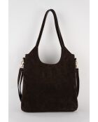 Dane schoudertas van mokka suède - 27 x 17 x 7 cm
