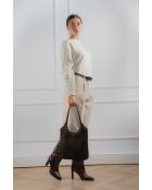 Dane schoudertas van mokka suède - 27 x 17 x 7 cm