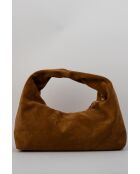 Raze schoudertas van camel suède - 42 x 35 x 8 cm