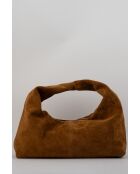 Raze schoudertas van camel suède - 42 x 35 x 8 cm