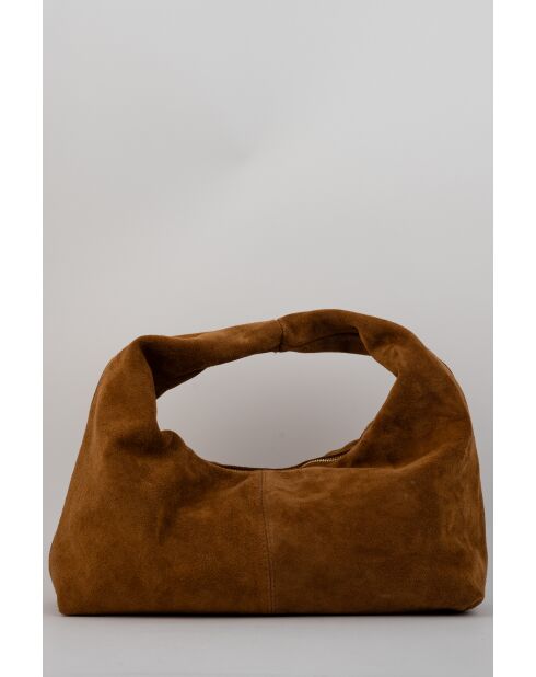 Raze schoudertas van camel suède - 42 x 35 x 8 cm