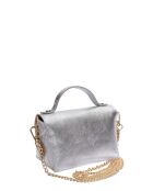 SS26 RM 8193 Schultertasche aus silberfarbenem Leder - 8,5 x 15 x 8 cm