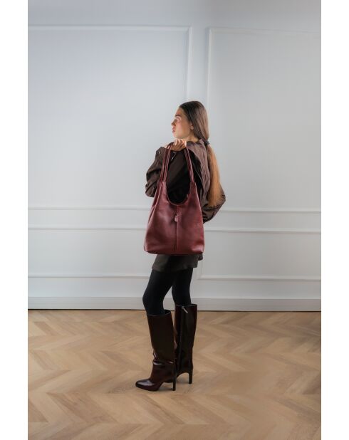Borsa a tracolla Fred in pelle bordeaux - 39x35x8cm