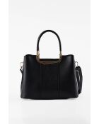 Olivia zwarte leren schoudertas - 25 x 19 x 12 cm