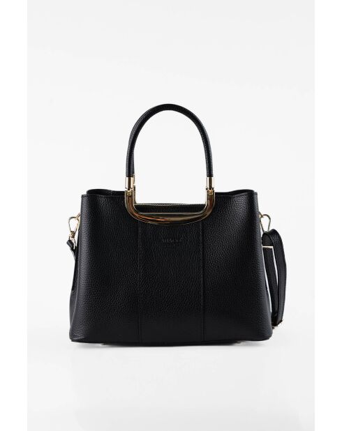 Olivia zwarte leren schoudertas - 25 x 19 x 12 cm