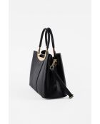 Olivia zwarte leren schoudertas - 25 x 19 x 12 cm