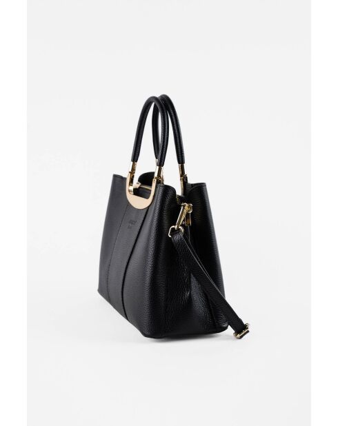 Olivia zwarte leren schoudertas - 25 x 19 x 12 cm