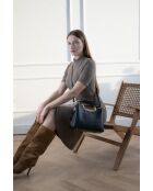 Olivia zwarte leren schoudertas - 25 x 19 x 12 cm