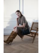 Olivia zwarte leren schoudertas - 25 x 19 x 12 cm