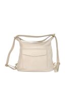 Effia lichte taupe leren schoudertas - 36 x 31 x 14cm