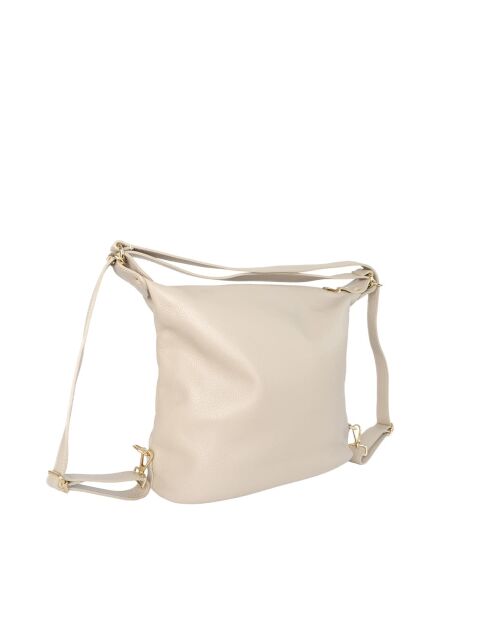 Effia lichte taupe leren schoudertas - 36 x 31 x 14cm