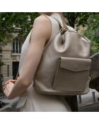 Effia lichte taupe leren schoudertas - 36 x 31 x 14cm