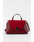 Row bordeauxrode leren schoudertas - 28 x 20 x 10 cm