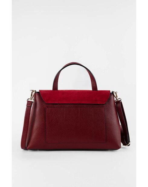 Row bordeauxrode leren schoudertas - 28 x 20 x 10 cm