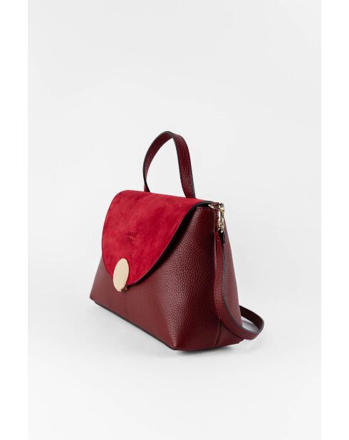 Row bordeauxrode leren schoudertas - 28 x 20 x 10 cm