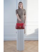 Row bordeauxrode leren schoudertas - 28 x 20 x 10 cm