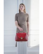 Row bordeauxrode leren schoudertas - 28 x 20 x 10 cm