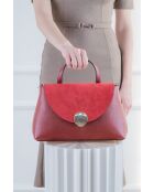 Row bordeauxrode leren schoudertas - 28 x 20 x 10 cm