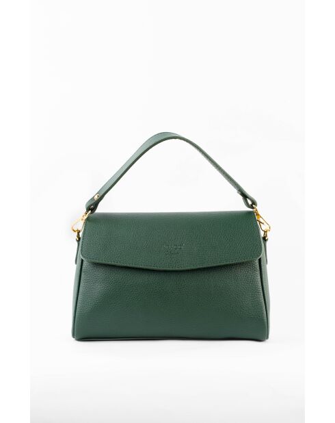 Schultertasche aus Leder in Jazzgrün — 27 x 18 x 9 cm