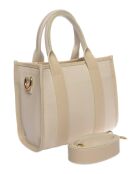 SS26 IR 1980T beige leren handtas - 18,5x22x8 cm