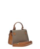 SS26 IR 482 Schultertasche aus Leder in Taupe in Cognac - 13x20x7 cm