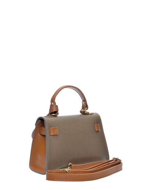 SS26 IR 482 Schultertasche aus Leder in Taupe in Cognac - 13x20x7 cm