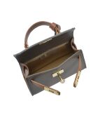 SS26 IR 482 Schultertasche aus Leder in Taupe in Cognac - 13x20x7 cm