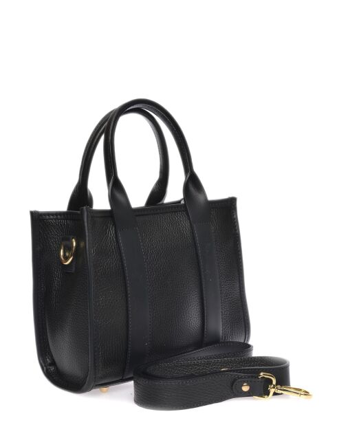 SS26 IR 1980T zwarte leren handtas - 18,5x22x8 cm