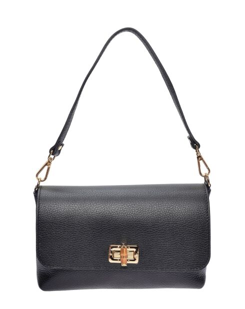 SS26 RM 150T Schultertasche aus schwarzem Leder - 17x24,5x6,5 cm