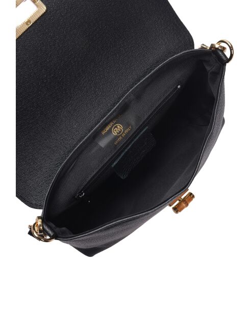 SS26 RM 150T Schultertasche aus schwarzem Leder - 17x24,5x6,5 cm