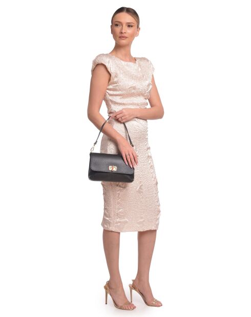 SS26 RM 150T Schultertasche aus schwarzem Leder - 17x24,5x6,5 cm