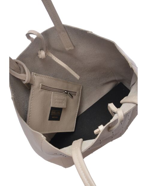 SS26 IR 175 Hobo-Tasche aus beigem Leder - 28,5 x 25,5 x 8 cm