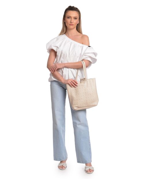 SS26 IR 175 Hobo-Tasche aus beigem Leder - 28,5 x 25,5 x 8 cm