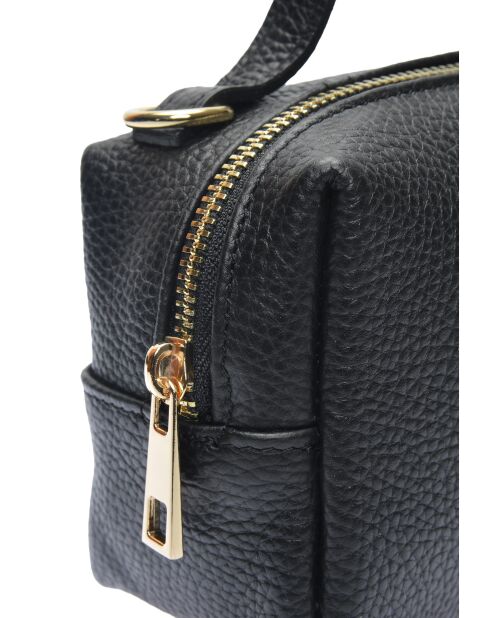Bandolera SS26 IR 185T de piel negra - 12,5x17x6,5 cm