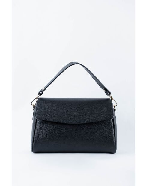 Jazz zwarte leren schoudertas - 27 x 18 x 9 cm