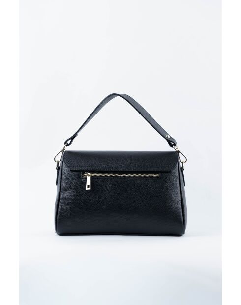 Jazz zwarte leren schoudertas - 27 x 18 x 9 cm