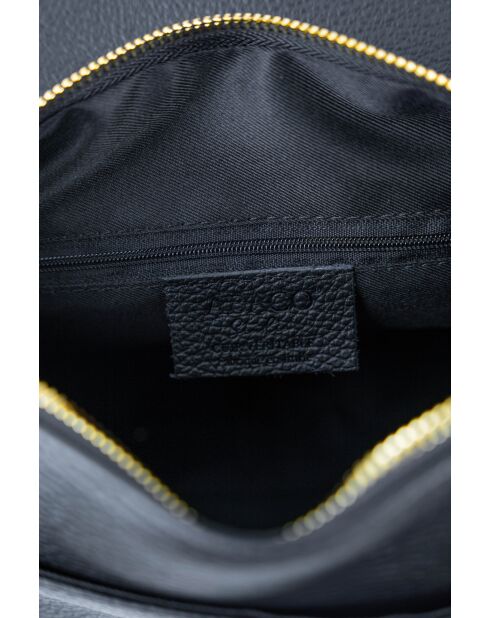 Jazz zwarte leren schoudertas - 27 x 18 x 9 cm