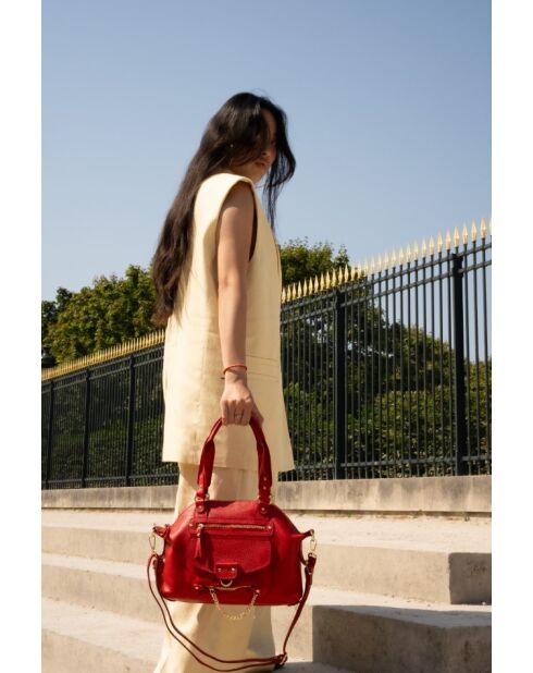 Sac à main en cuir Mini Odelia rouge - 29 x 22 x 3cm