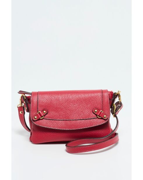 Joe rode leren schoudertas - 20 x 12,5 x 3 cm