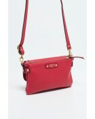 Joe rode leren schoudertas - 20 x 12,5 x 3 cm