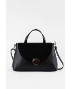 Row zwarte leren schoudertas - 28 x 20 x 10 cm